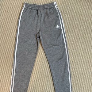 Boys Size L 14-16 Adidas Athletic pants Gray with white stripes